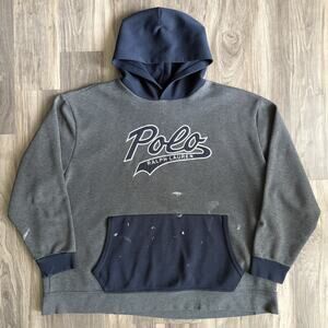 Polo Ralph Lauren Performance Hoodie Men's Size 4XB Gray Blue Worn Flawed